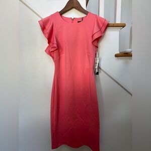 Tommy Hilfiger Coral Ruffle Sleeve Midi Dress